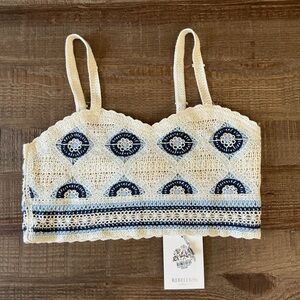 Rebellion Again Crochet Lace Blue Pattern Halter